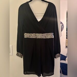 Elegant Black Long Sleeve Dress with Sequin Detail